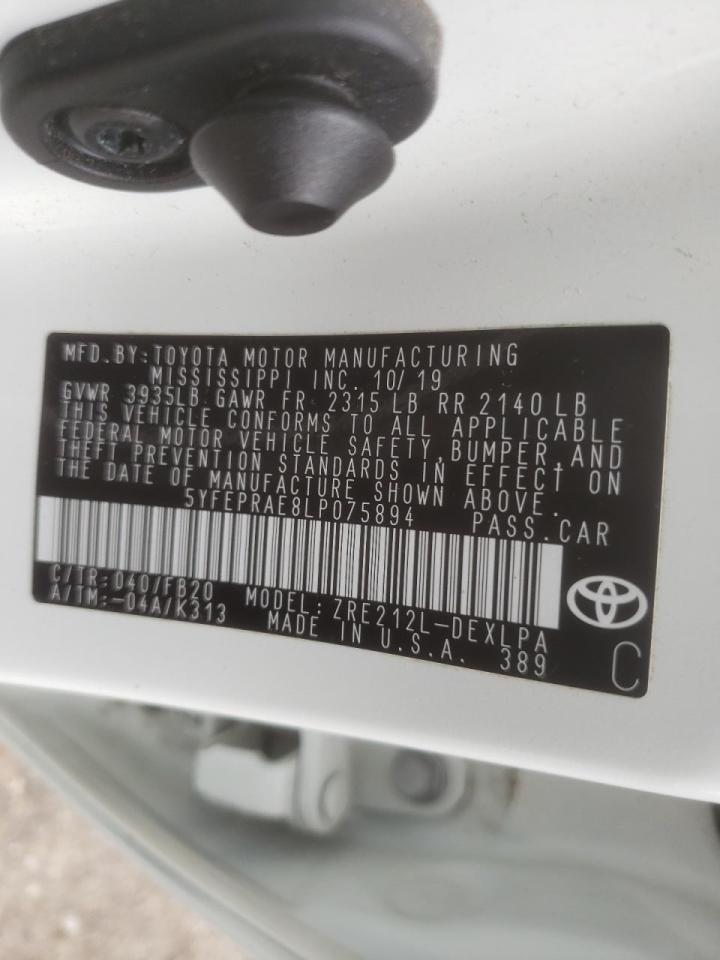 Photo 10 from auction – 2020 TOYOTA COROLLA LE with VIN 5YFEPRAE8LP075894