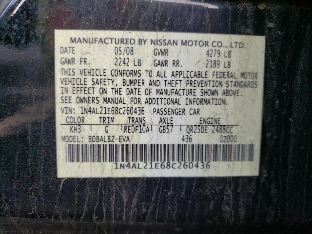 Photo 10 from auction – 2008 NISSAN ALTIMA 2.5 with VIN 1N4AL21E68C260436