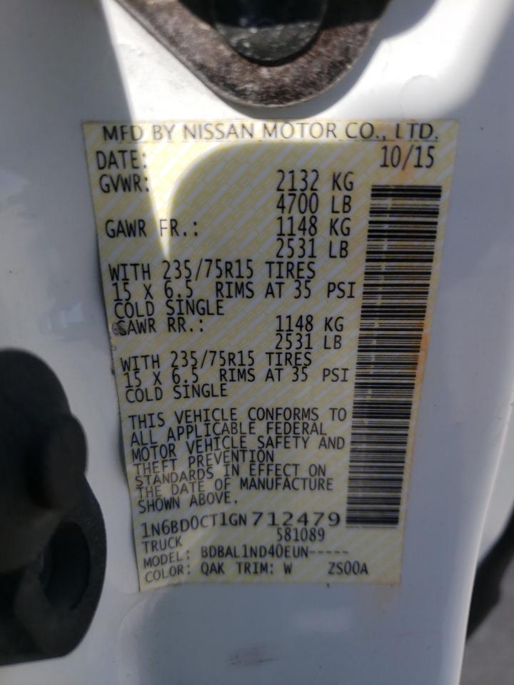 Photo 10 from auction – 2016 NISSAN FRONTIER S with VIN 1N6BD0CT1GN712479