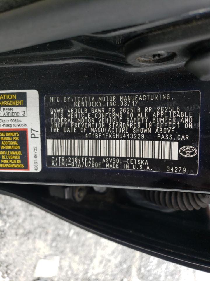 Photo 10 from auction – 2017 TOYOTA CAMRY LE with VIN 4T1BF1FK5HU413229