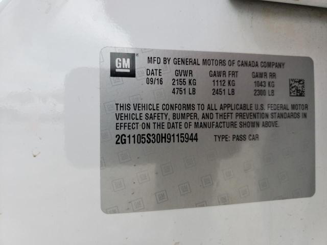 Photo 10 from auction – 2017 CHEVROLET IMPALA LT with VIN 2G1105S30H9115944