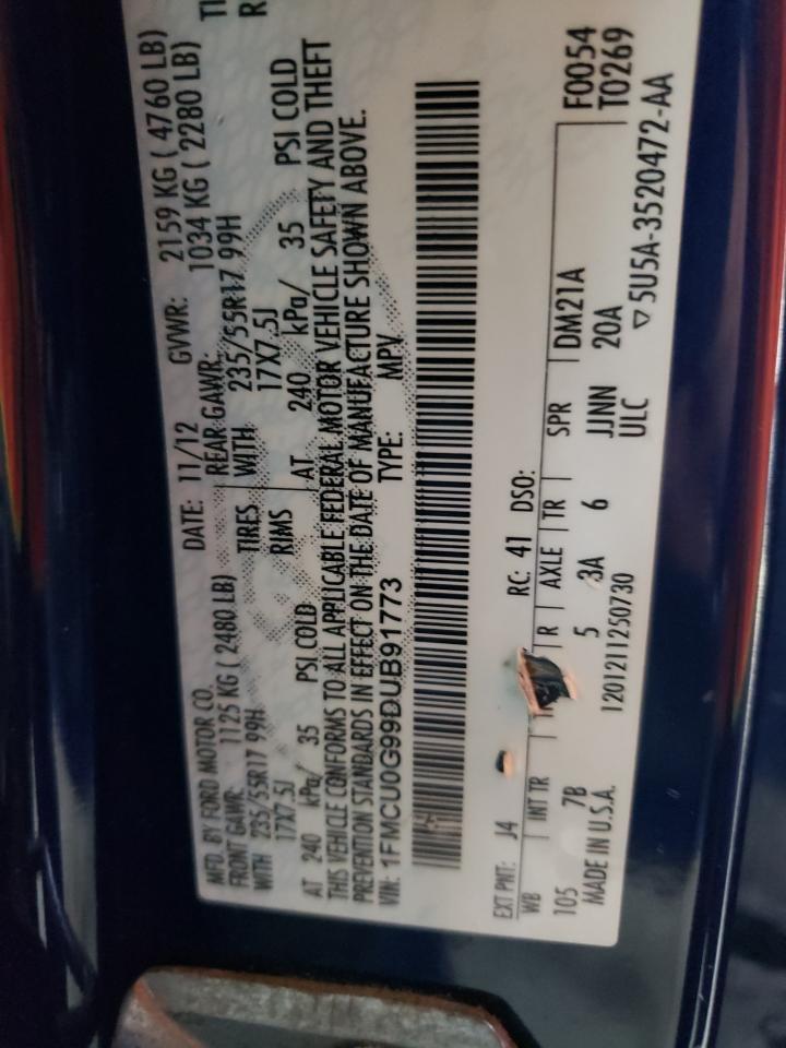 Photo 10 from auction – 2013 FORD ESCAPE SE with VIN 1FMCU0G99DUB91773
