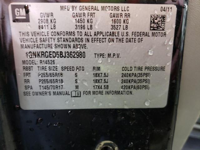 Photo 10 from auction – 2011 CHEVROLET TRAVERSE L with VIN 1GNKRGED5BJ362980