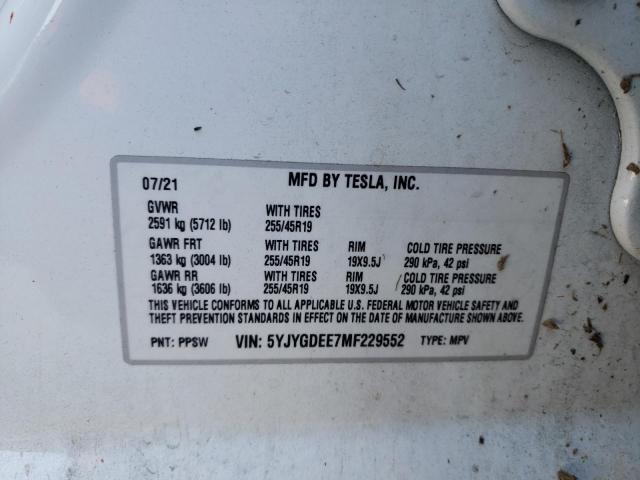 Photo 10 from auction – 2021 TESLA MODEL Y with VIN 5YJYGDEE7MF229552