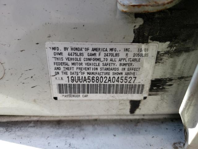 Photo 10 from auction – 2002 ACURA 3.2TL TYPE with VIN 19UUA56802A045527