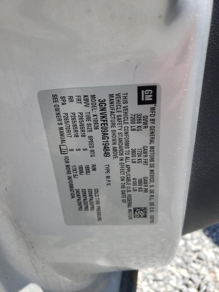 Photo 10 from auction – 2010 CHEVROLET AVALANCHE with VIN 3GNVKFE09AG194849