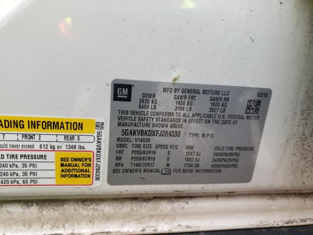Photo 10 from auction – 2015 BUICK ENCLAVE with VIN 5GAKVBKDXFJ284330