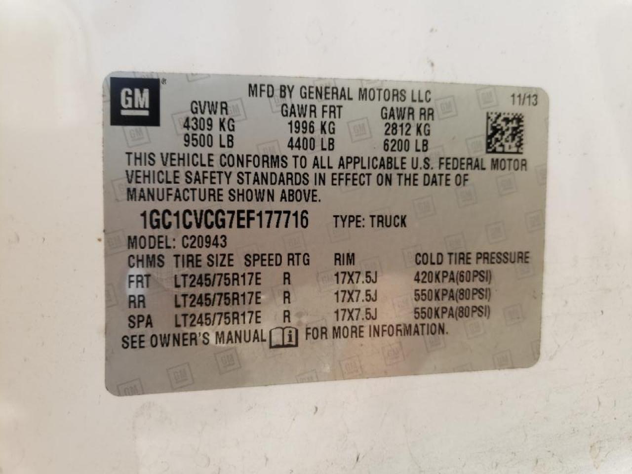 Photo 10 from auction – 2014 CHEVROLET SILVERADO with VIN 1GC1CVCG7EF177716