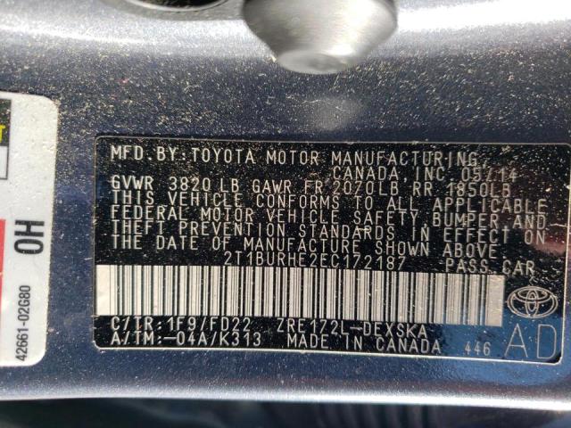 Photo 10 from auction – 2014 TOYOTA COROLLA L with VIN 2T1BURHE2EC172187