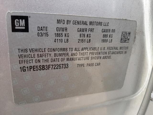 Photo 10 from auction – 2015 CHEVROLET CRUZE with VIN 1G1PE5SB3F7226733