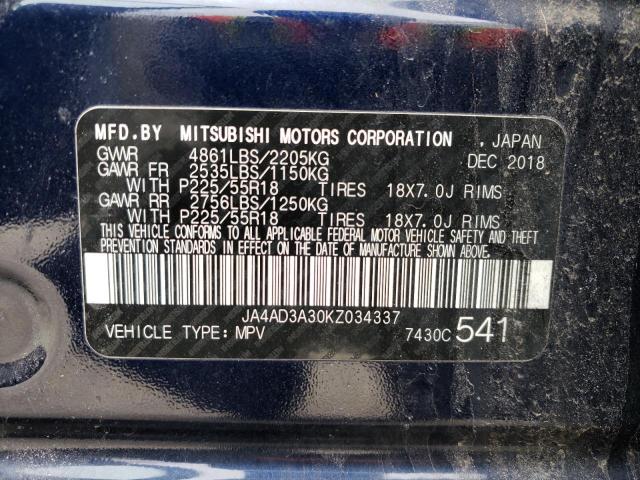 Photo 10 from auction – 2019 MITSUBISHI OUTLANDER with VIN JA4AD3A30KZ034337