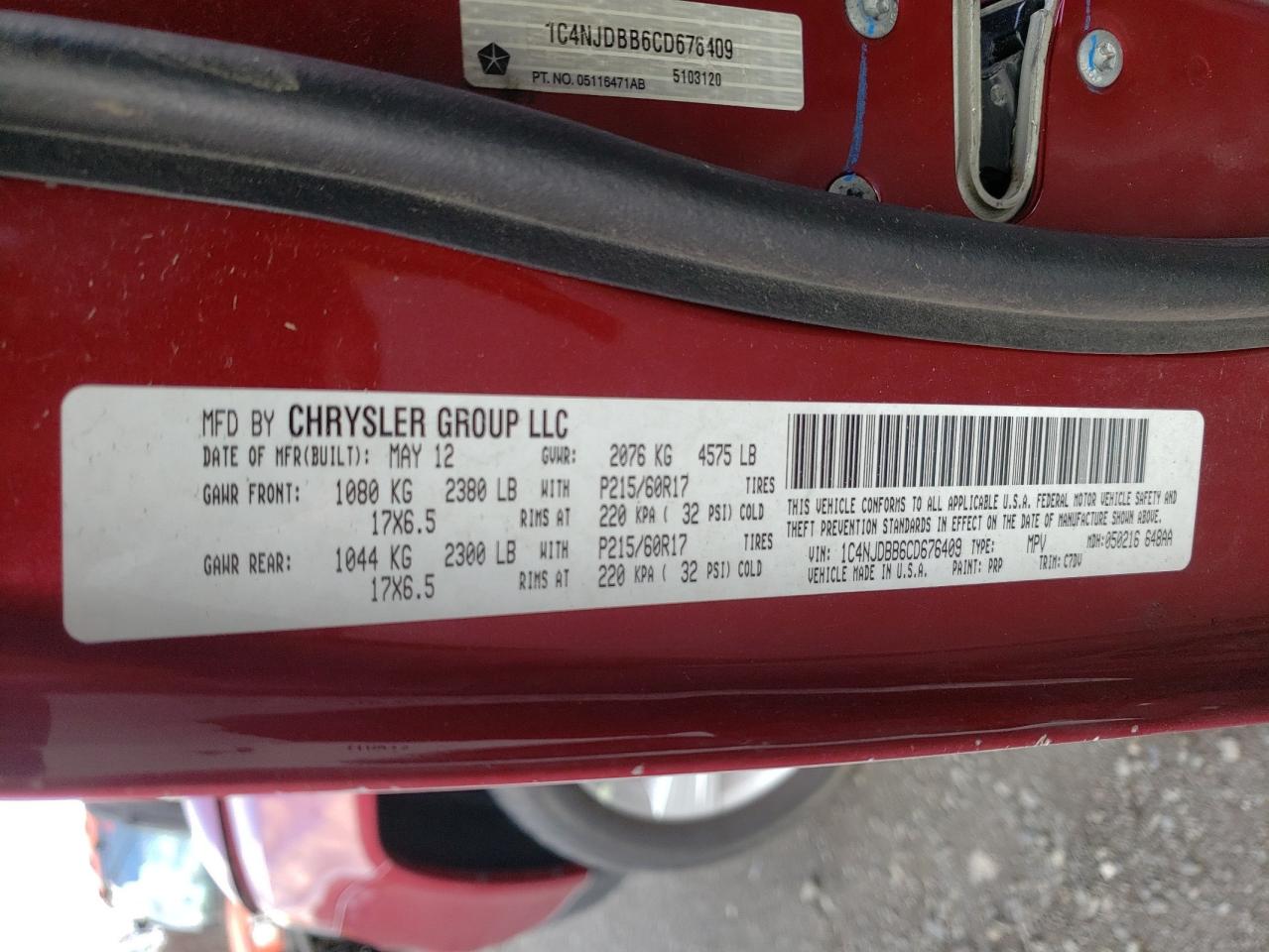 Photo 10 from auction – 2012 JEEP COMPASS SP with VIN 1C4NJDBB6CD676409