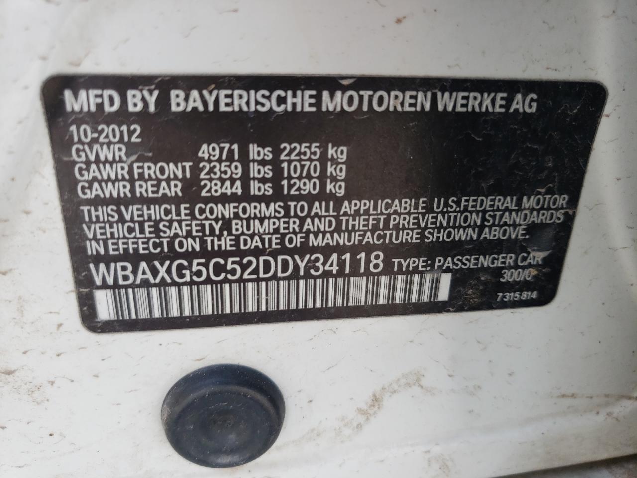 Photo 10 from auction – 2013 BMW 528 I with VIN WBAXG5C52DDY34118