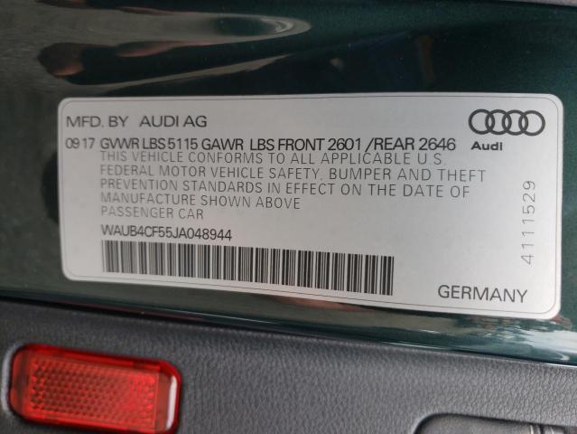 Photo 10 from auction – 2018 AUDI S5 PREMIUM with VIN WAUB4CF55JA048944