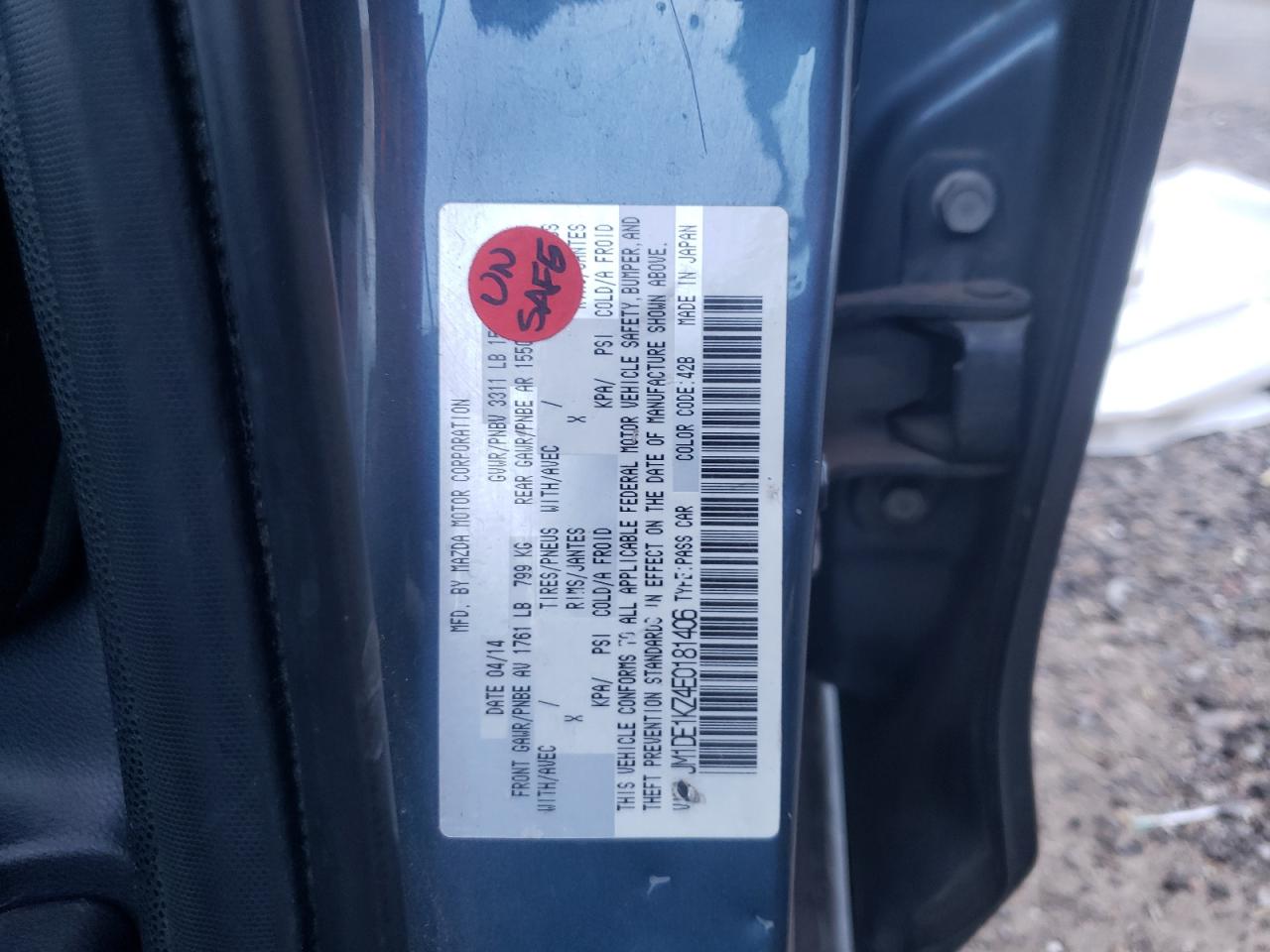 Photo 10 from auction – 2014 MAZDA MAZDA2 SPO with VIN JM1DE1KZ4E0181406
