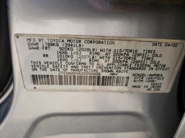 Photo 10 from auction – 2002 TOYOTA RAV4 with VIN JTEGH20V626006606
