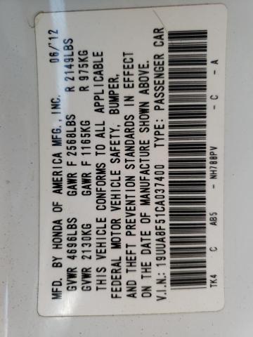 Photo 10 from auction – 2012 ACURA TL with VIN 19UUA8F51CA037400