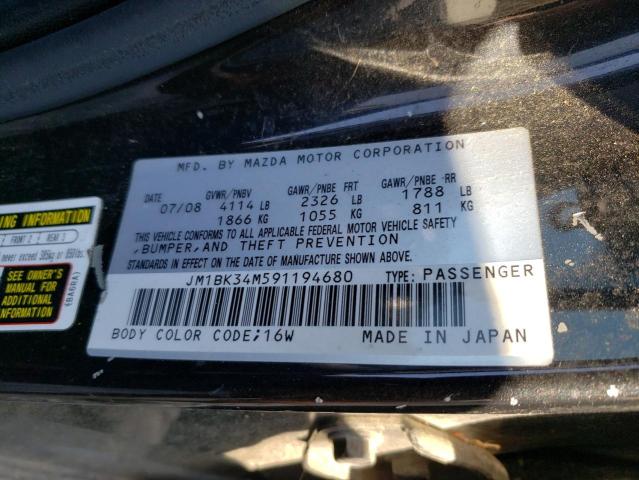 Photo 10 from auction – 2009 MAZDA SPEED 3 with VIN JM1BK34M591194680