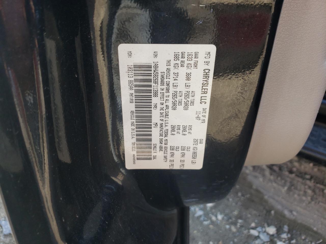 Photo 10 from auction – 2008 CHRYSLER ASPEN LIMI with VIN 1A8HW58268F113988