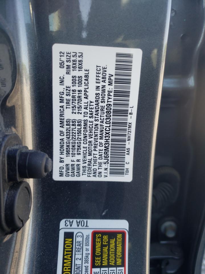Photo 10 from auction – 2012 HONDA CR-V LX with VIN 5J6RM3H3XCL030809