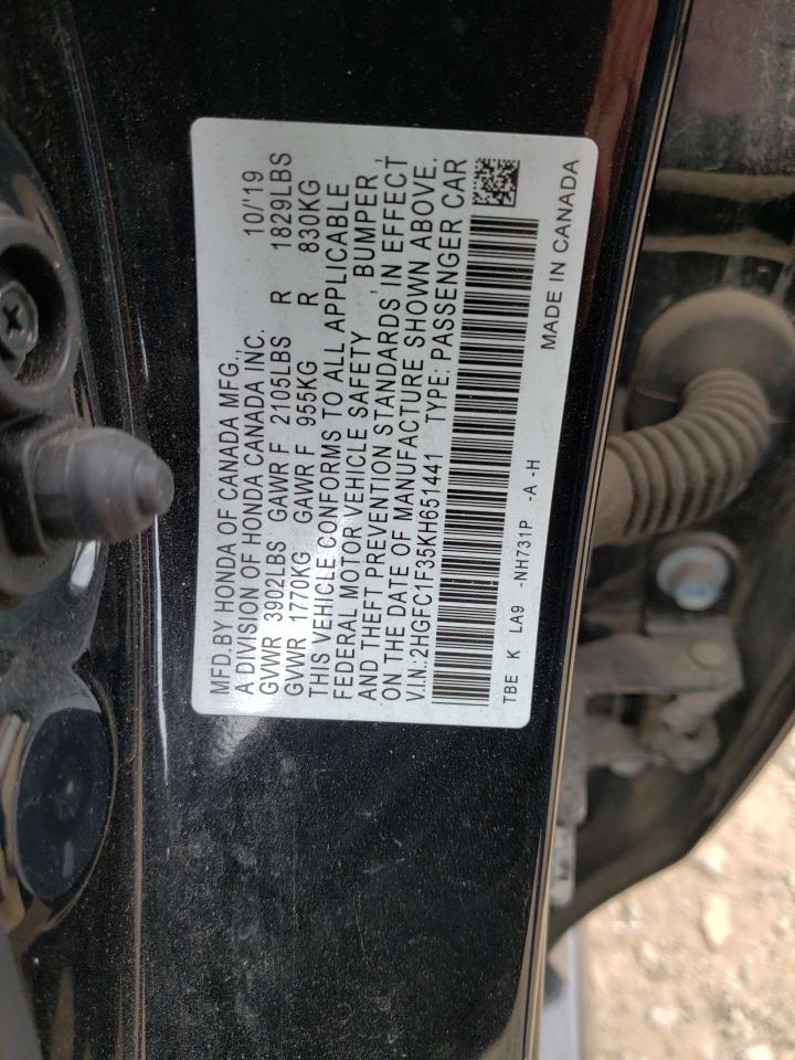 Photo 10 from auction – 2019 HONDA CIVIC EX with VIN 2HGFC1F35KH651441