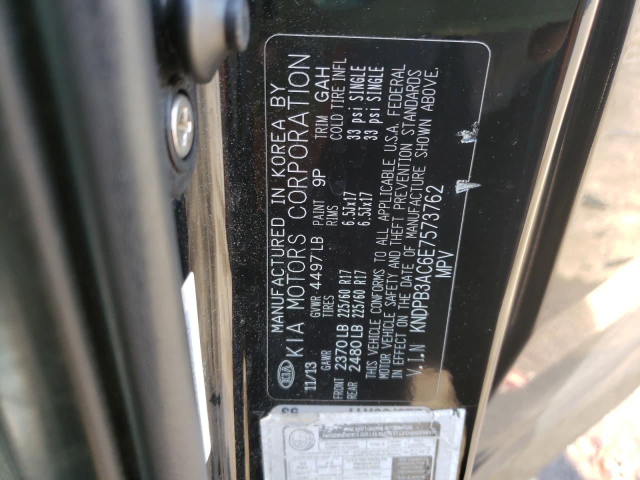 Photo 10 from auction – 2014 KIA SPORTAGE B with VIN KNDPB3AC6E7573762