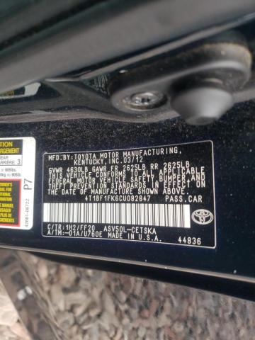Photo 10 from auction – 2012 TOYOTA CAMRY BASE with VIN 4T1BF1FK6CU082847