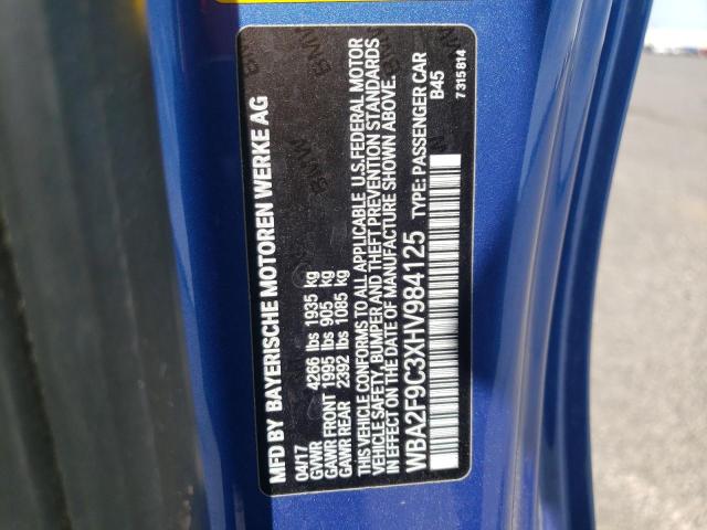 Photo 10 from auction – 2017 BMW 230I with VIN WBA2F9C3XHV984125