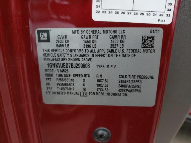 Photo 10 from auction – 2011 CHEVROLET TRAVERSE L with VIN 1GNKVJED7BJ290608