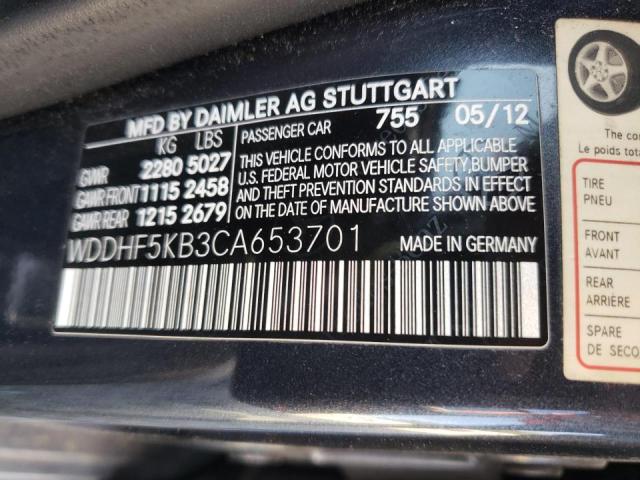 Photo 10 from auction – 2012 MERCEDES-BENZ E 350 with VIN WDDHF5KB3CA653701