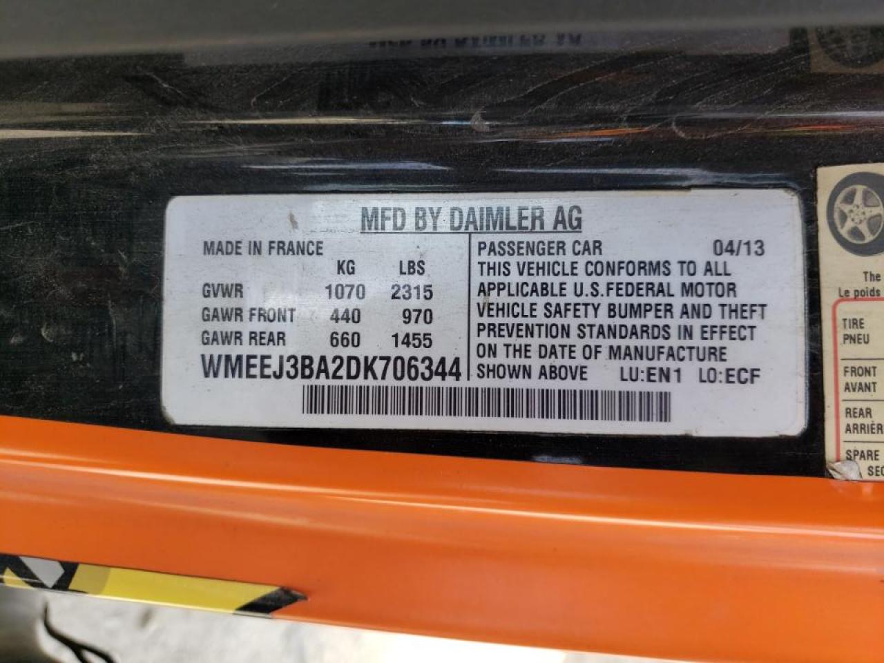Photo 10 from auction – 2013 SMART FORTWO PUR with VIN WMEEJ3BA2DK706344