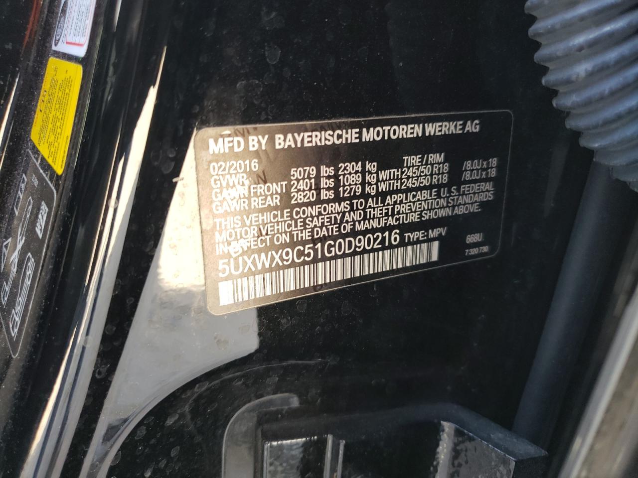 Photo 10 from auction – 2016 BMW X3 XDRIVE2 with VIN 5UXWX9C51G0D90216
