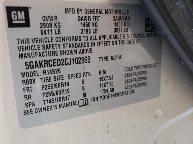 Photo 10 from auction – 2012 BUICK ENCLAVE with VIN 5GAKRCED2CJ102363