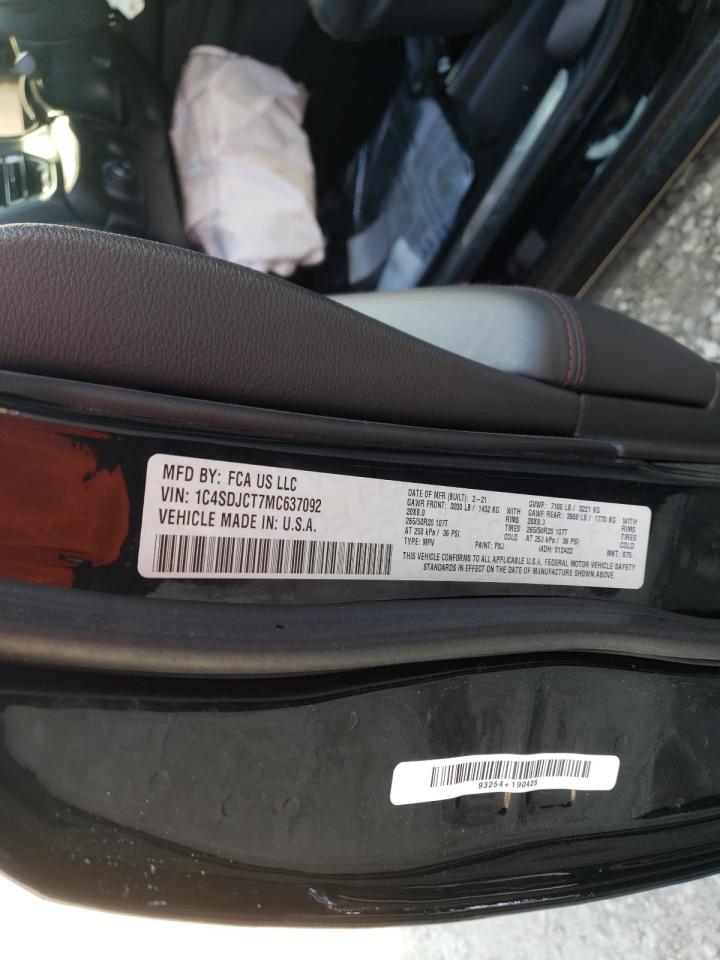 Photo 11 from auction – 2021 DODGE DURANGO R/ with VIN 1C4SDJCT7MC637092