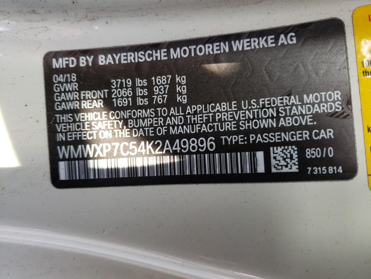Photo 10 from auction – 2019 MINI COOPER S with VIN WMWXP7C54K2A49896