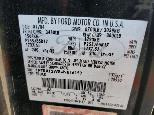 Photo 10 from auction – 2004 FORD F150 with VIN 1FTRX12W84NB16159