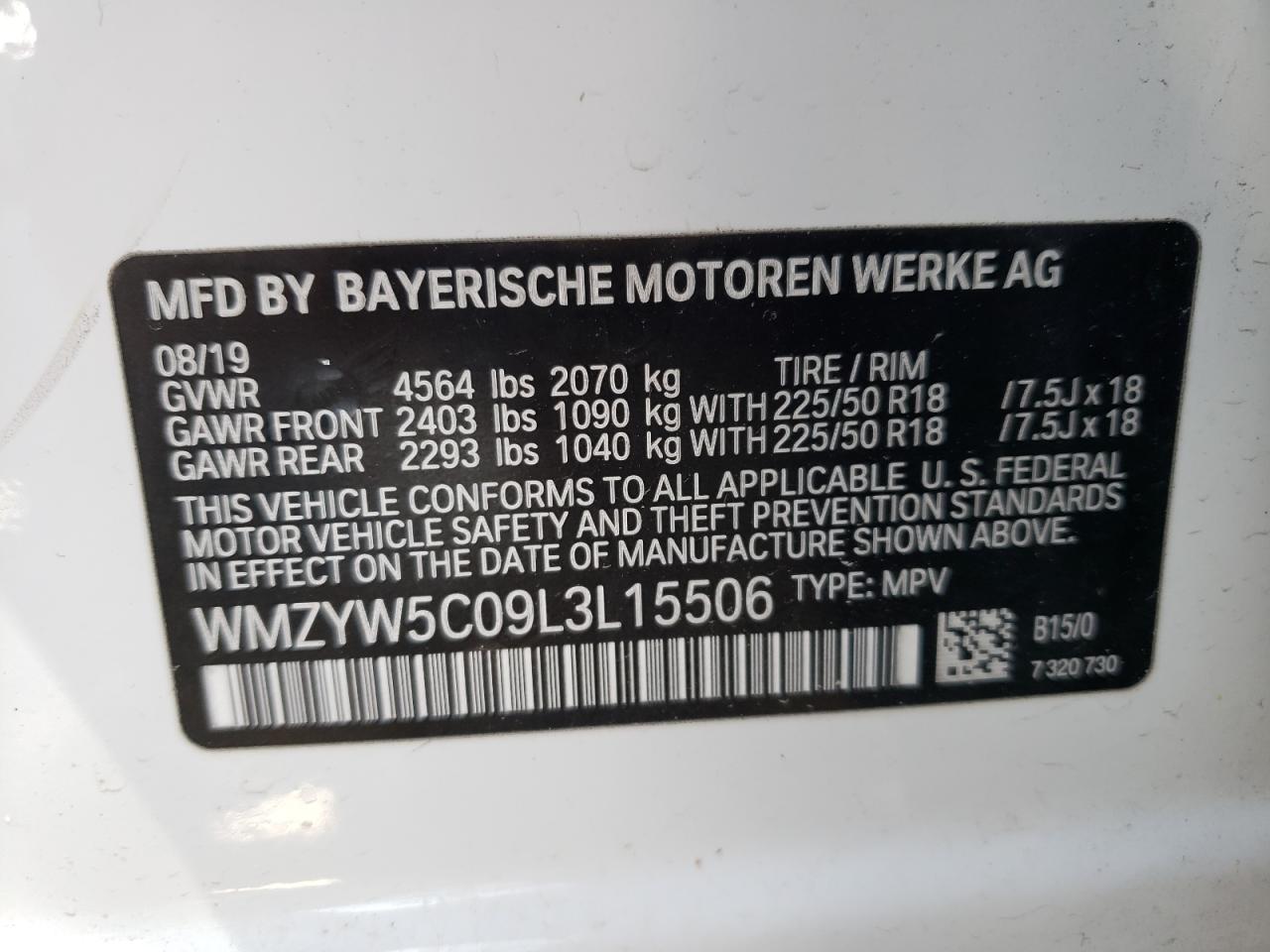 Photo 10 from auction – 2020 MINI COOPER COU with VIN WMZYW5C09L3L15506