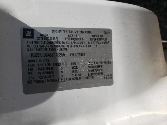 Photo 10 from auction – 2008 CHEVROLET SILVERADO with VIN 1GCEK19048Z149365