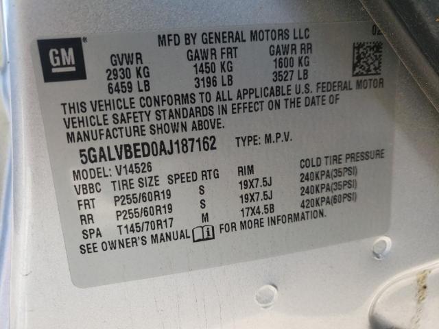 Photo 10 from auction – 2010 BUICK ENCLAVE CX with VIN 5GALVBED0AJ187162