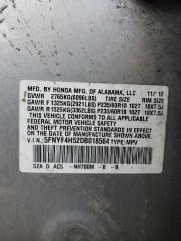 Photo 10 from auction – 2013 HONDA PILOT EXL with VIN 5FNYF4H52DB018564