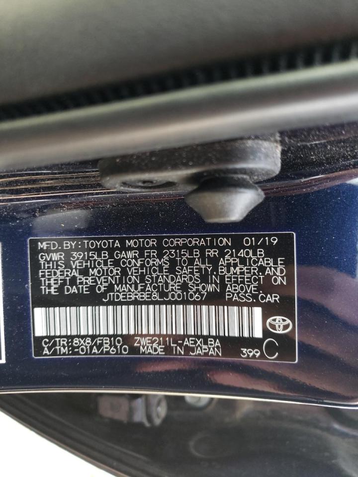 Photo 10 from auction – 2020 TOYOTA COROLLA LE with VIN JTDEBRBE8LJ001067