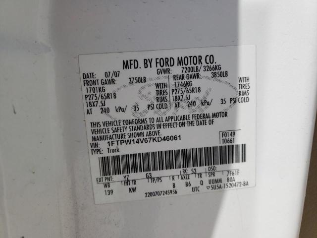 Photo 10 from auction – 2007 FORD F150 SUPER with VIN 1FTPW14V67KD46061