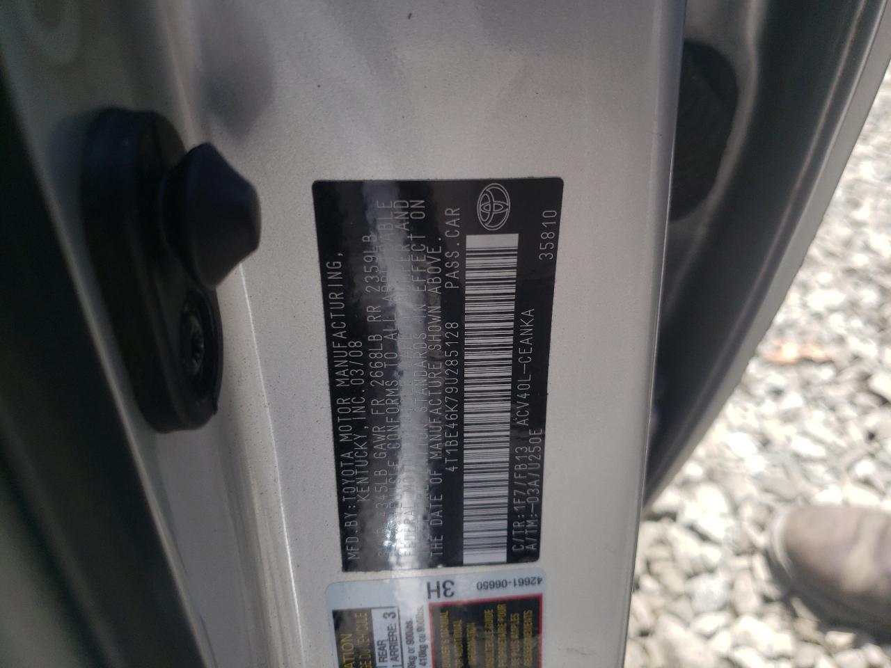 Photo 10 from auction – 2009 TOYOTA CAMRY BASE with VIN 4T1BE46K79U285128
