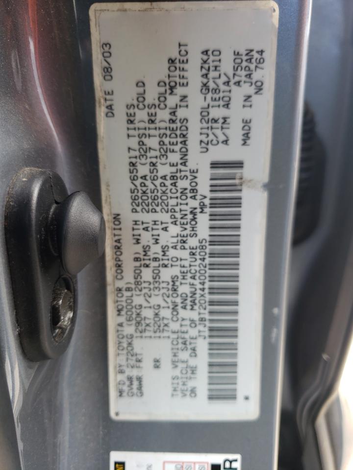 Photo 10 from auction – 2004 LEXUS GX 470 with VIN JTJBT20X440024085
