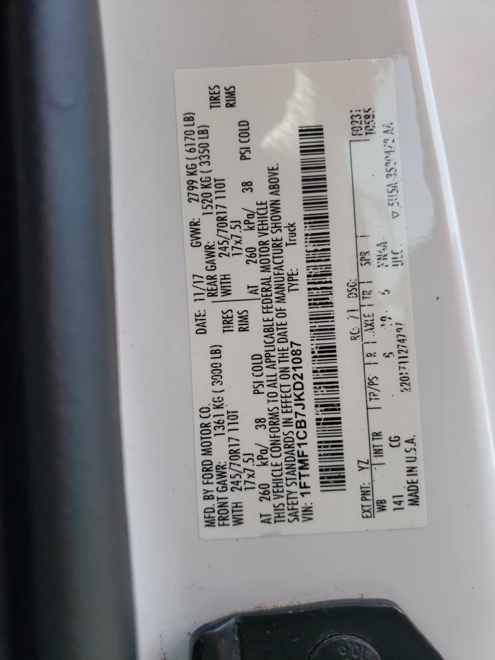 Photo 10 from auction – 2018 FORD F150 with VIN 1FTMF1CB7JKD21087