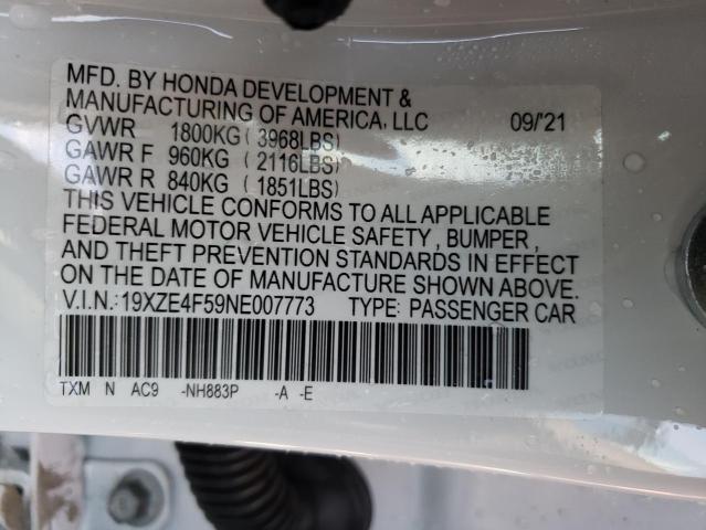 Photo 10 from auction – 2022 HONDA INSIGHT EX with VIN 19XZE4F59NE007773