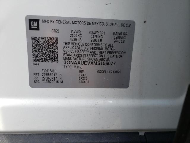Photo 10 from auction – 2021 CHEVROLET EQUINOX LT with VIN 3GNAXUEVXMS156077