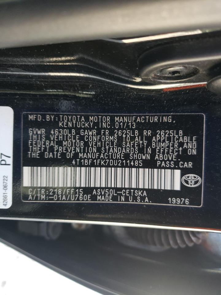 Photo 10 from auction – 2013 TOYOTA CAMRY L with VIN 4T1BF1FK7DU211485