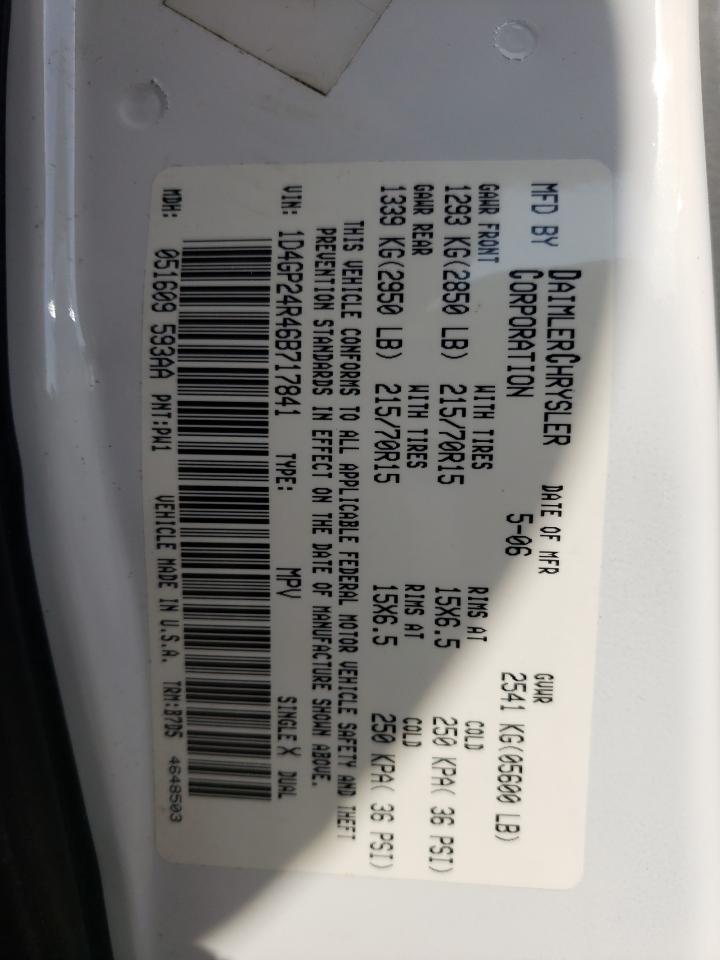 Photo 10 from auction – 2006 DODGE GRAND CARA with VIN 1D4GP24R46B717841