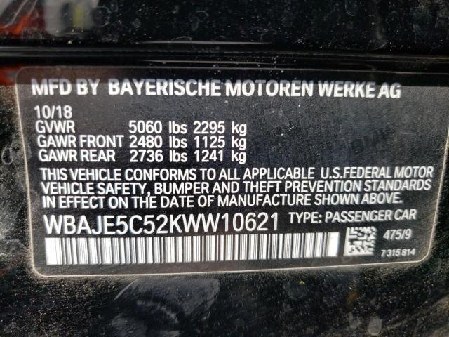Photo 10 from auction – 2019 BMW 540 I with VIN WBAJE5C52KWW10621